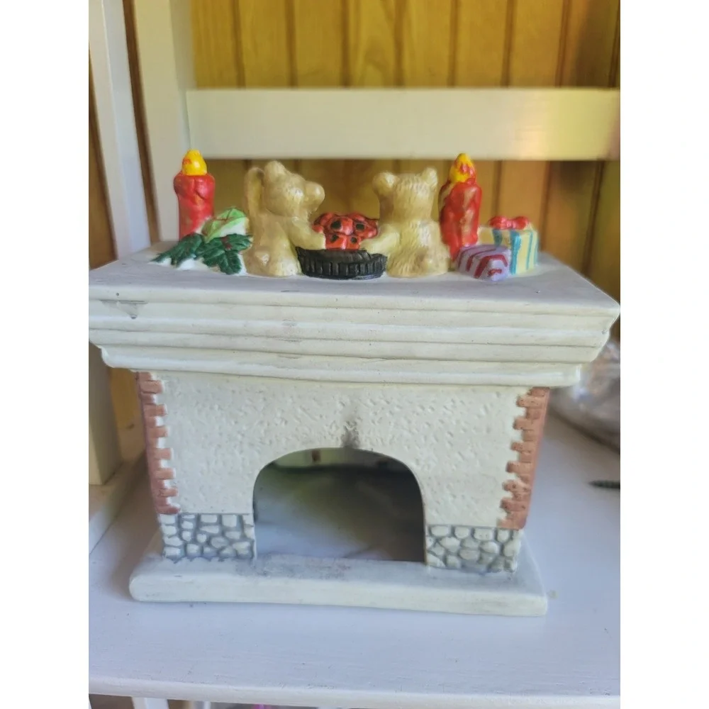 Christmas‎ Holiday Fireplace Porcelain Decor Candle Holder